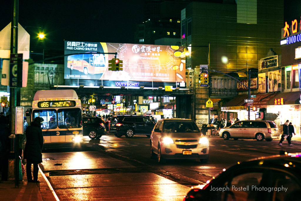 main street flushing at night